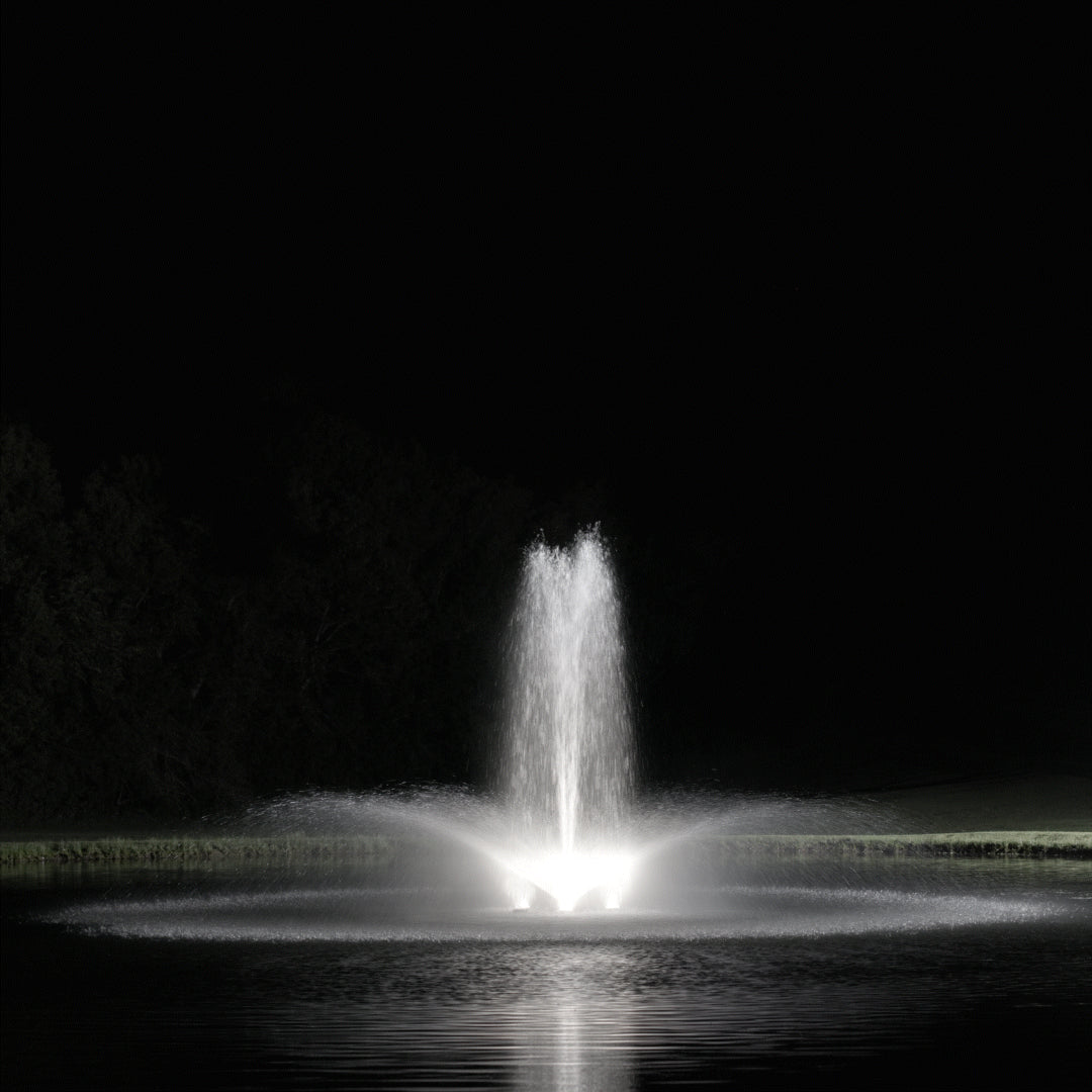 Kasco W25 white LED fountain lighting at night