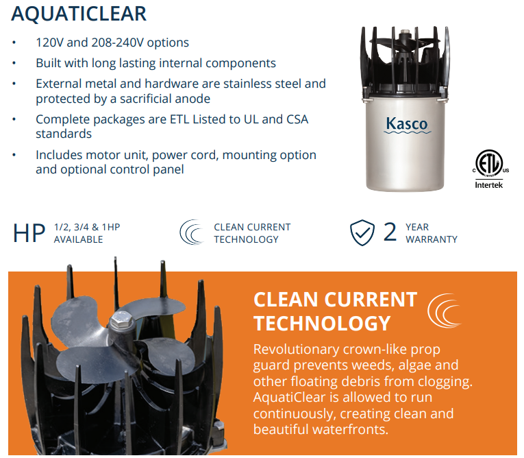 Kasco AquatiClear 1/2 HP Circulator