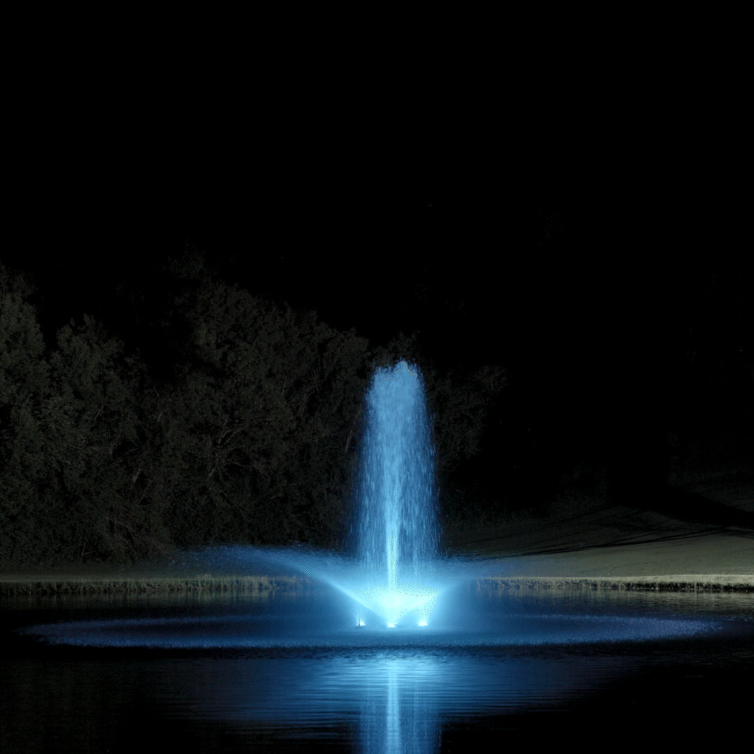 Kasco RGBW18 LED fountain lighting in blue