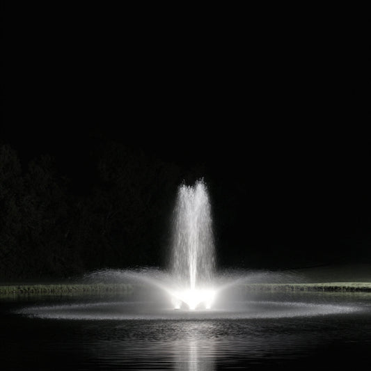 Kasco W25 white LED fountain lighting at night