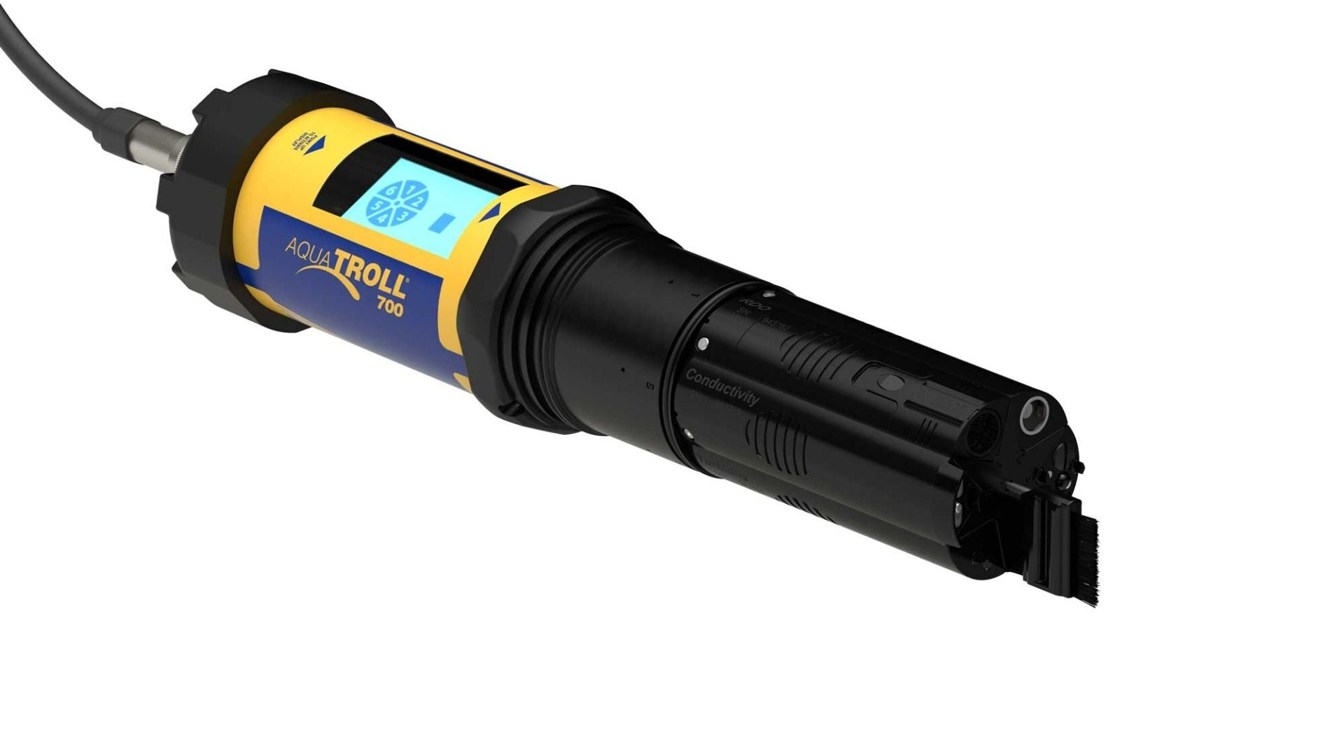 Aqua TROLL 700 with restrictor removed displaying sensors and wiper