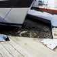 Open water maintained around a boat bow by a Kasco de-icer