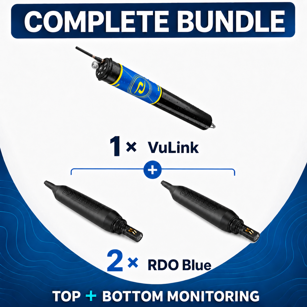 LakeTech Top/Bottom complete monitoring bundle with one VuLink and two RDO Blue sensors